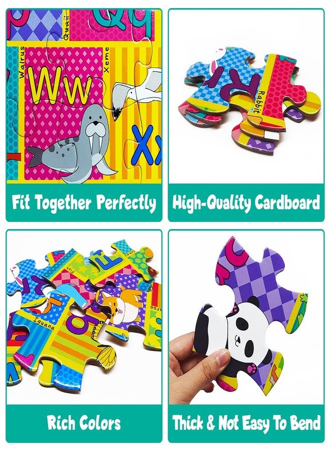 LithoConcepts Floor Puzzle for Kids,48 Pcs Animal Letter A-Z Alphabet Puzzle,Vivid Animal Design Letter Games for Preschoolers,Learning Educational Toys for Boys and Girls,Floor Puzzles for Toddlers 3 and up - Image 3